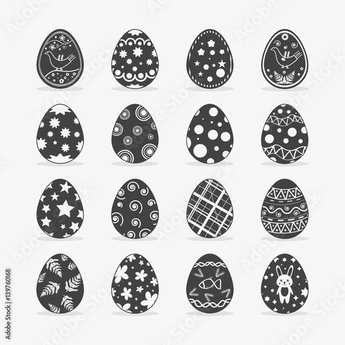 Easter egg In black white style on an isolated