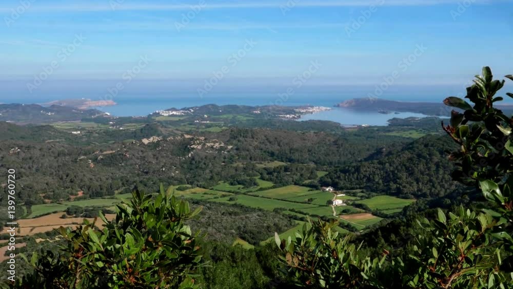 Menorca, view from top of a hill to the coast, Minorca Menorca, view from top of a hill to the coast, Minorca