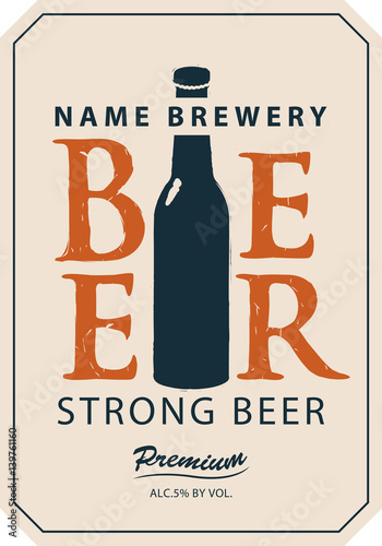 Template vector strong beer label with a picture of the bottle