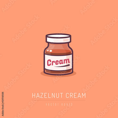 Jar with hazelnut cream vector icon illustration 