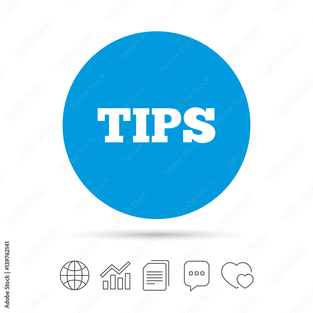 Tips sign icon. Service money symbol. Tips sign icon. Service money symbol.