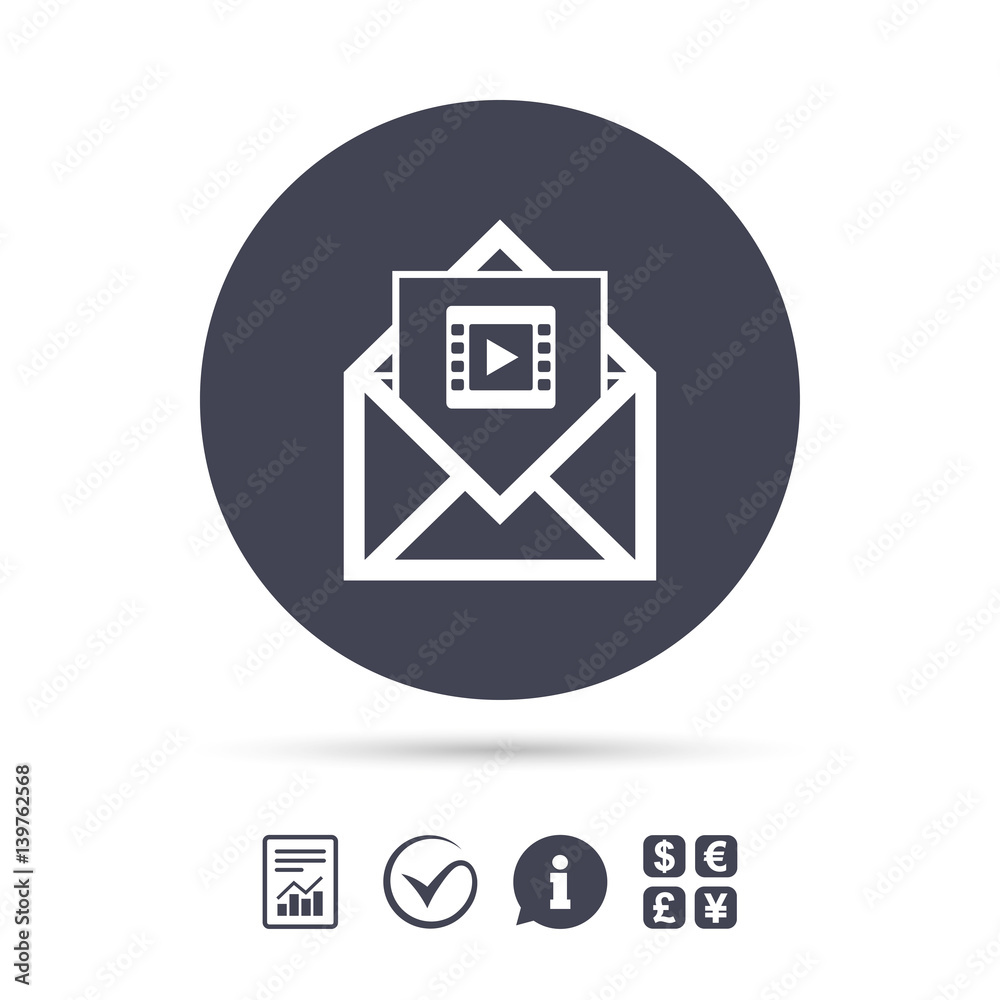 Video mail icon. Video frame symbol. Message. Video mail icon. Video frame symbol. Message.