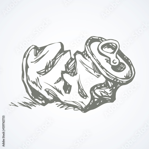 Crumpled can. Vector drawing