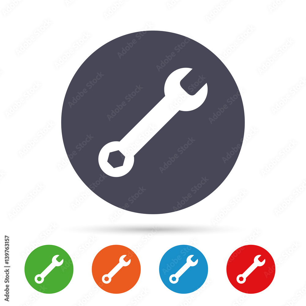 Wrench key sign icon. Service tool symbol. Wrench key sign icon. Service tool symbol.