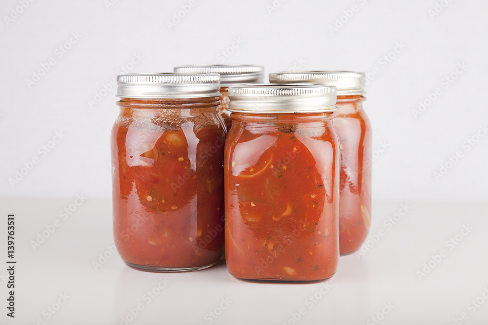 Jars of homemade canned spaghetti sauce Jars of homemade canned spaghetti sauce