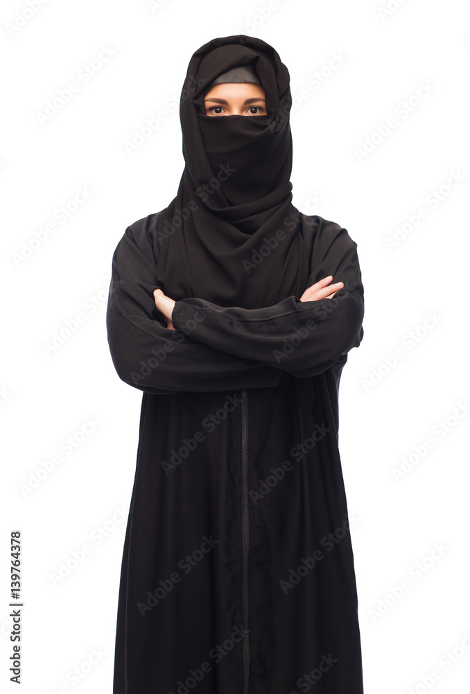 muslim woman in hijab over white background muslim woman in hijab over white background