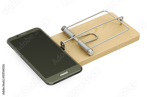 Fotografie mousetrap with smartphone, 3D rendering