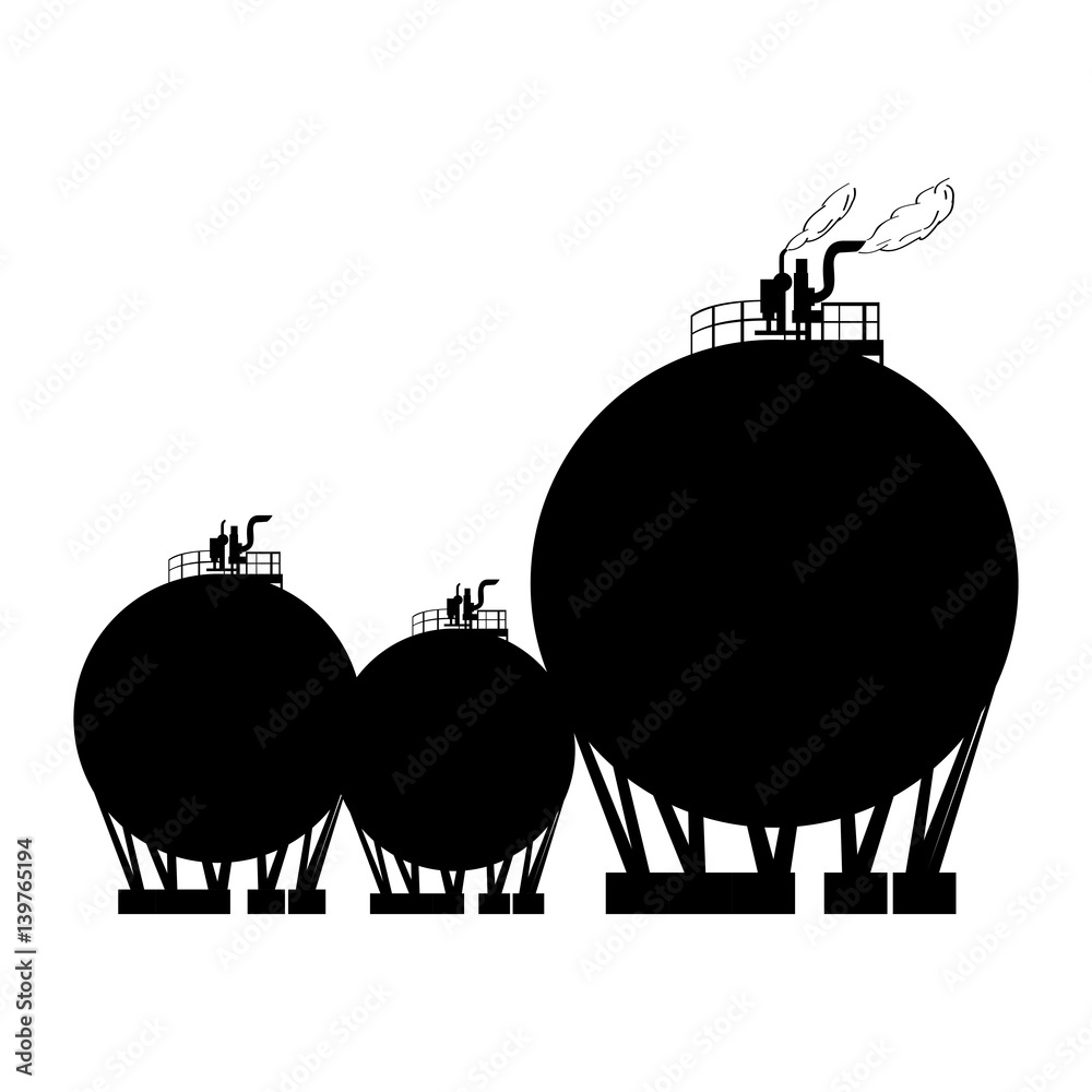 Isolated silhouette of oil containers on a white background, Vector