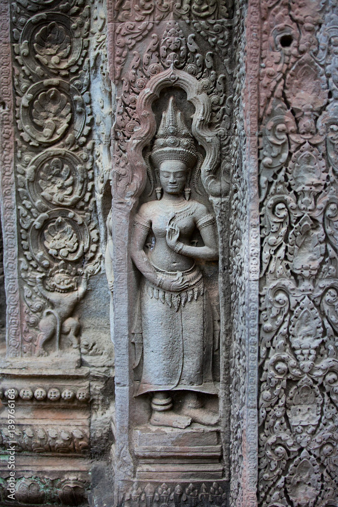 August 1, 2012,bas-relief on the wall of the temple. The Angkor Wat. Cambodia.