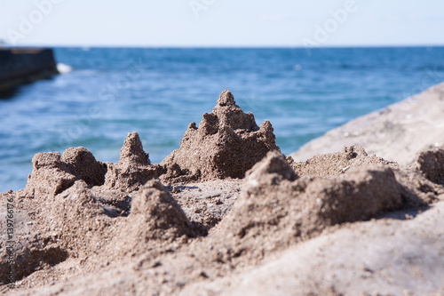 A sand castle at the seaside