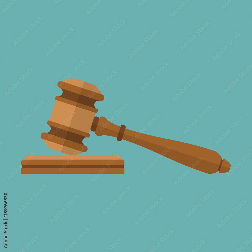 Judge gavel icon. Auction hammer. Isolated on background. Vector