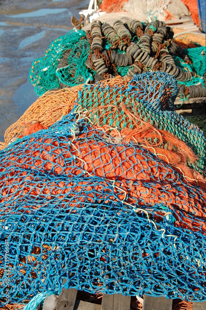 brightly coloured fishing nets