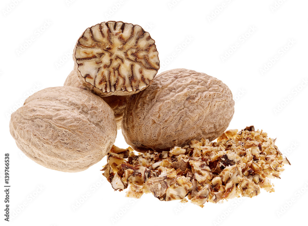 Nutmeg isolated isolated on white background Nutmeg isolated isolated on white background