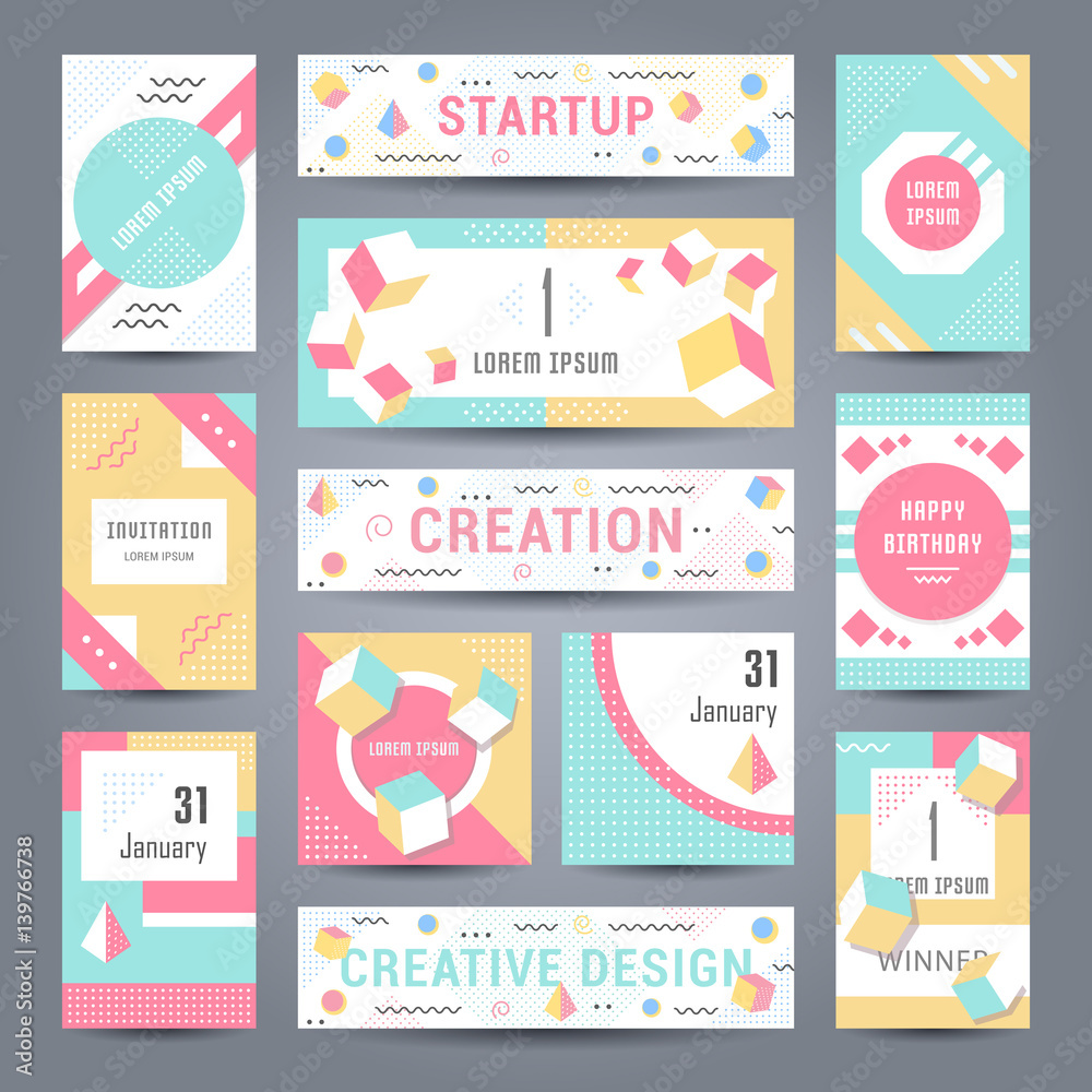 Vector Set Geometric Pattern, Flyers and Banners