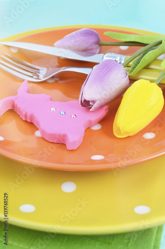Bright Easter table setting.