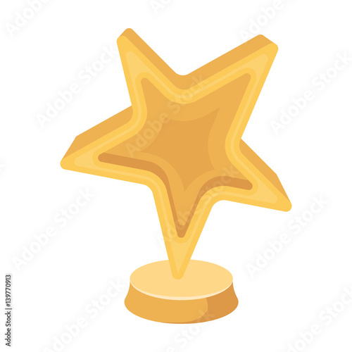 Gold award in the shape of a star.The prize for best role in an action film.Movie awards single icon in cartoon style vector symbol stock illustration.
