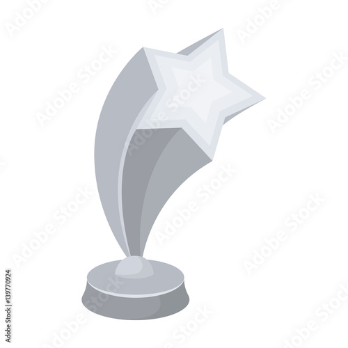 Cup in the shape of silver stars flying upward. Award for best performance of secondary roles.Movie awards single icon in cartoon style vector symbol stock illustration.