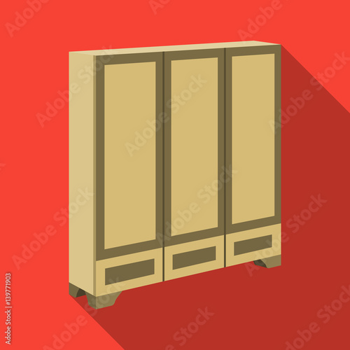 Bedroom wardrobe for clothing.Bedroom furniture for clothes.Bedroom furniture single icon in flat style vector symbol stock illustration.