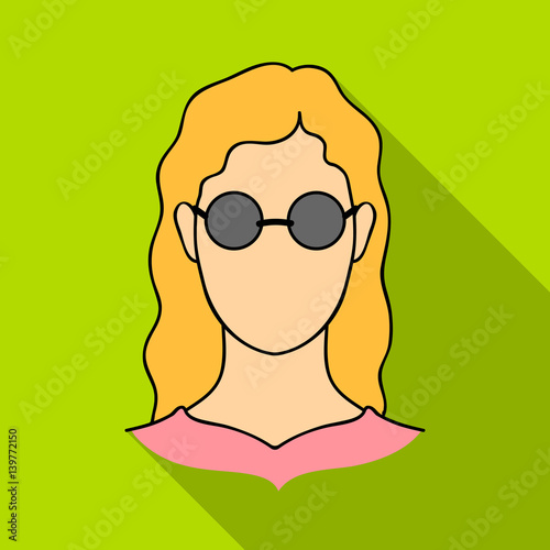 A woman with blond hair with glasses.A blind woman because of diabetes.Diabetes single icon in flat style vector symbol stock illustration.