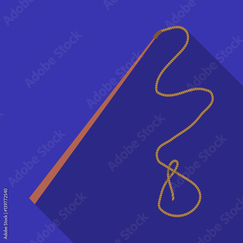 Mongolian whip.The whip is for herding cattle.Mongolia single icon in flat style vector symbol stock illustration.