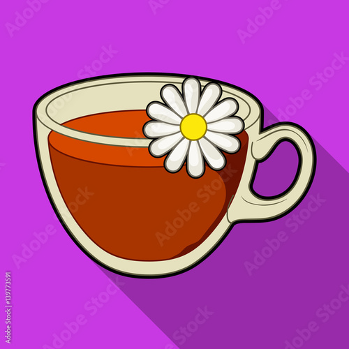 Glass mug with tea useful.Vegetarian therapeutic chamomile tea.Vegetarian Dishes single icon in flat style vector symbol stock illustration.
