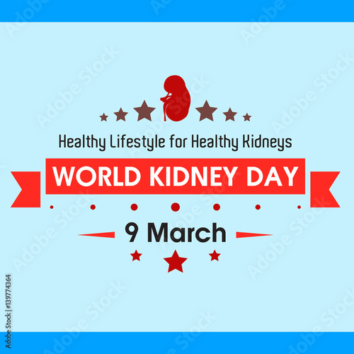 World kidney day 2017, celebrating to prevention obesity greeting card illustration cartoon