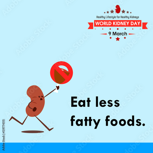 World kidney day 2017, celebrating to prevention obesity greeting card illustration cartoon