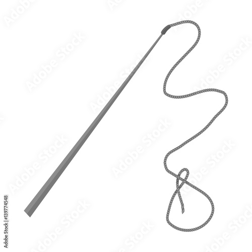 Mongolian whip.The whip is for herding cattle.Mongolia single icon in monochrome style vector symbol stock illustration.