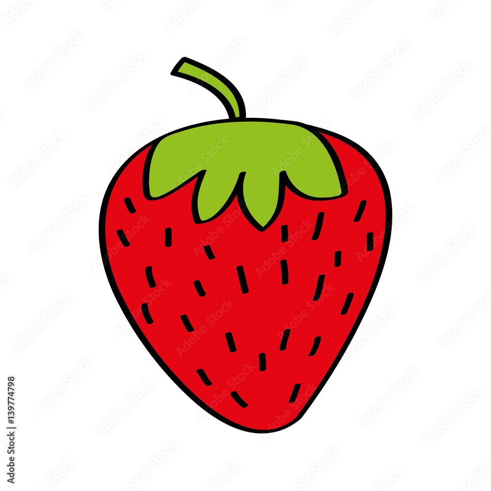 strawberry fresh fruit drawing icon vector illustration design