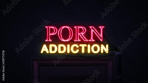 Porn Addiction Neon Sign Turning on and Off