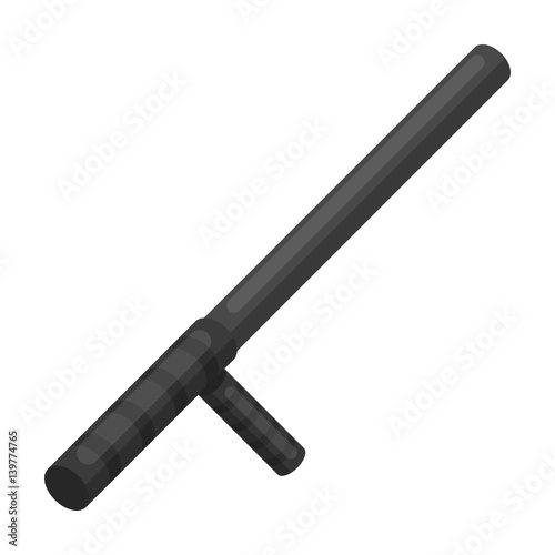 Police baton icon in monochrome style isolated on white background. Police symbol stock vector illustration.