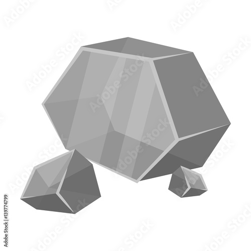 Purple rough gemstone icon in monochrome style isolated on white background. Precious minerals and jeweler symbol stock vector illustration.