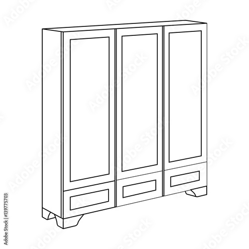 Bedroom wardrobe for clothing.Bedroom furniture for clothes.Bedroom furniture single icon in outline style vector symbol stock illustration.
