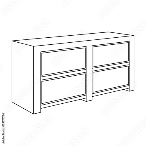 Brown bedside table with drawers.Nightstand next to the bed.Bedroom furniture single icon in outline style vector symbol stock illustration.