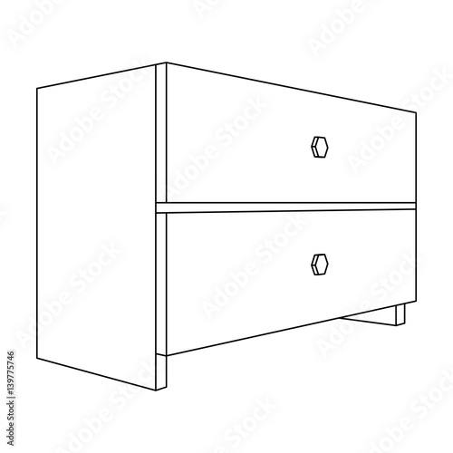 White bedside table with two drawers.Room accessories for all sorts of things.Bedroom furniture single icon in outline style vector symbol stock illustration.