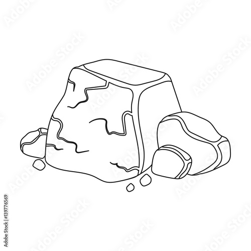 Metal ore icon in outline style isolated on white background. Precious minerals and jeweler symbol stock vector illustration.