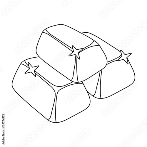 Stack of golden bars icon in outline style isolated on white background. Precious minerals and jeweler symbol stock vector illustration.