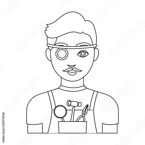 Jeweler icon in outline style isolated on white background. Precious minerals and jeweler symbol stock vector illustration.