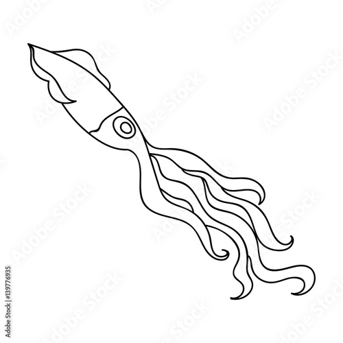 Squid Icon In Outline Style Isolated On White Background Sea Animals Symbol Stock Vector Illustration Stock Vector Adobe Stock
