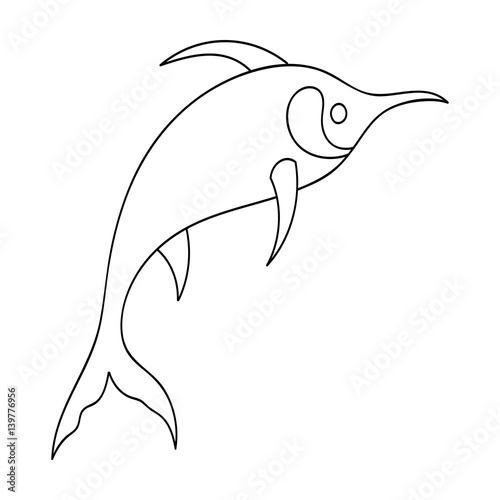 Marlin fish icon in outline style isolated on white background. Sea animals symbol stock vector illustration.