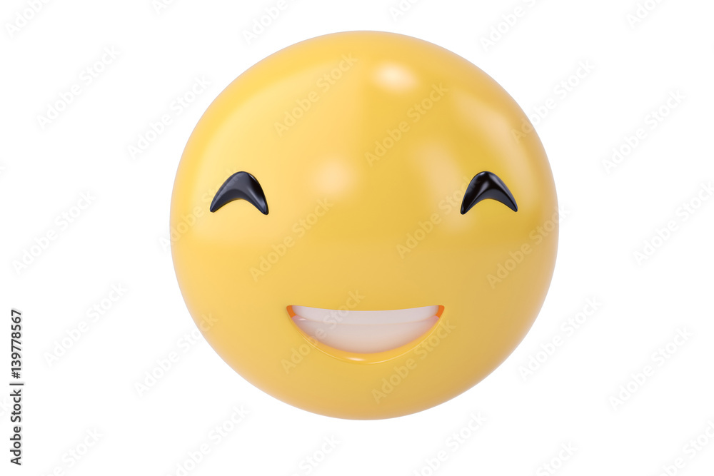 Big smile emoticon.3D illustration.