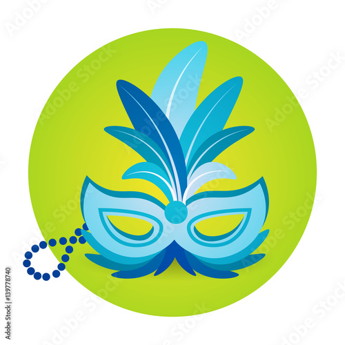 Colorful Mask Icon Brazil Carnival Rio Holiday Party Celebration Flat Vector Illustration
