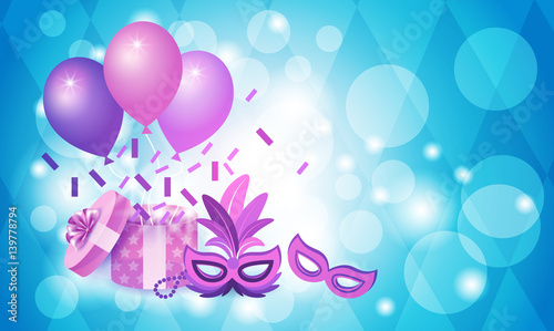 Colorful Mask Brazil Carnival Rio Holiday Party Celebration Flat Vector Illustration