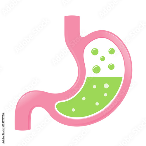 Stomach Icon With Acid And Bubbles