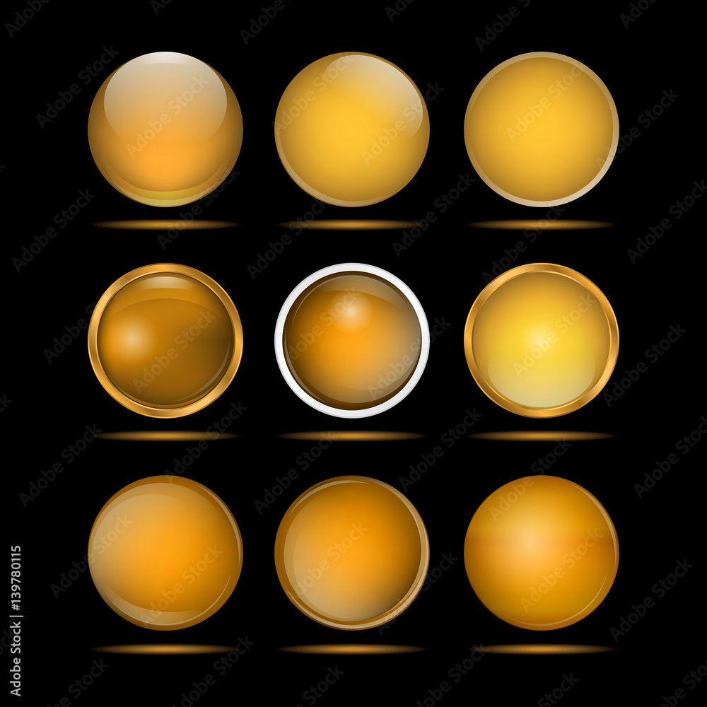 Set of yellow round buttons for website. Set of yellow round buttons for website.