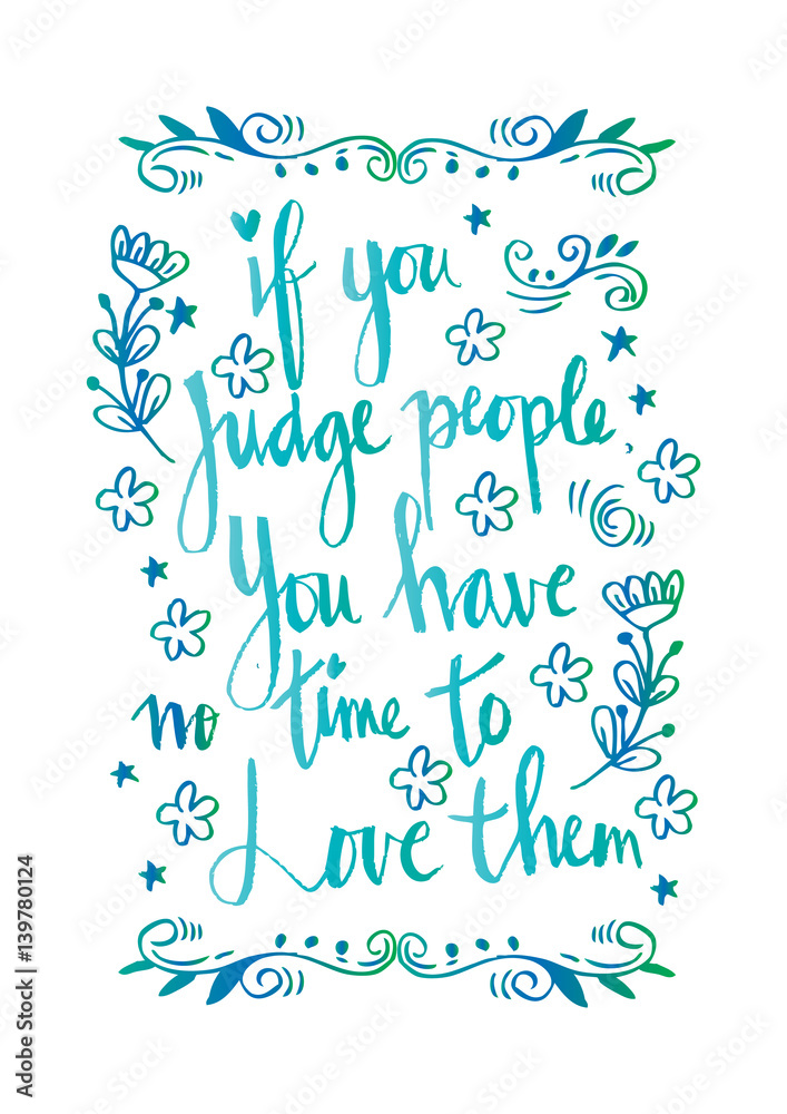 inspirational and motivational quotes poster by Mother Teresa. Stock