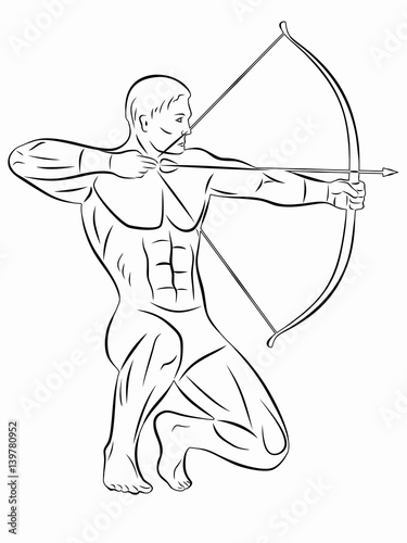 archer illustration, vector drawing