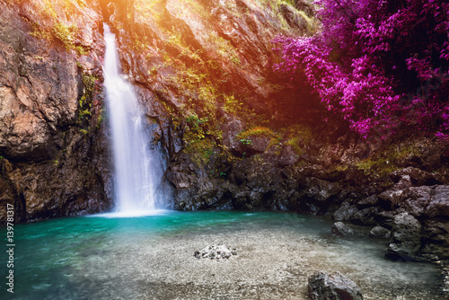 Fototapeta Naklejka Na Ścianę i Meble -  Natural background waterfall.  waterfall