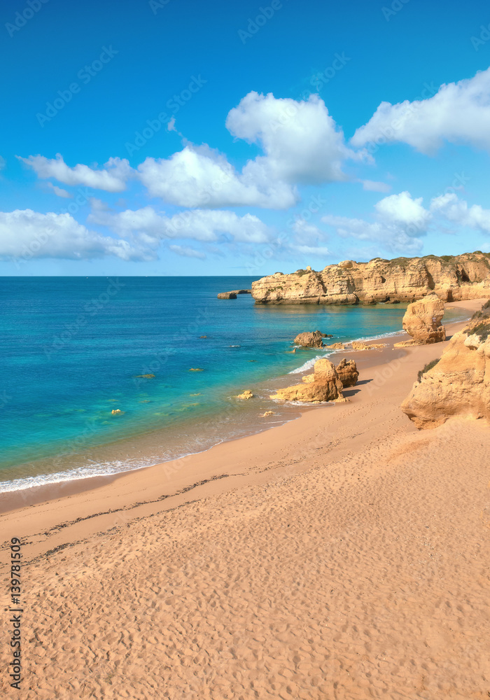 Golden beaches and sandstone cliffs near Albufeira