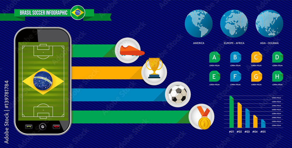 Brazil soccer game infographic phone template Brazil soccer game infographic phone template